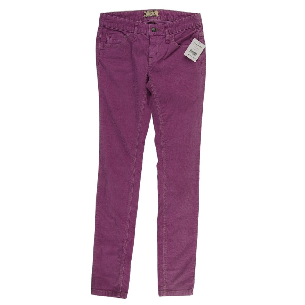 NWT Free People Corduroy‎ Pants Women's Size 26 Hot Rose Skinny Low Rise New